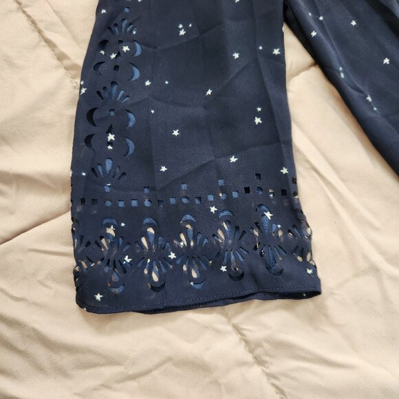 Maeve Anthropologie Teni blue star laser cut blouse top shirt - Picture 10 of 12